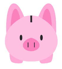 A cartoon illustration of a pink piggybank.