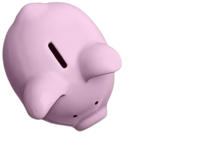 A pink piggy bank from an overhead view.